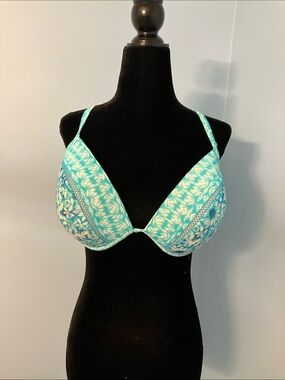 Shade & Shore Teal Patterned Push-Up Bikini Top